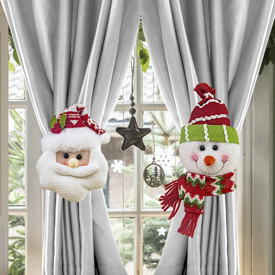 Festive Santa Snowman Curtain Clips
