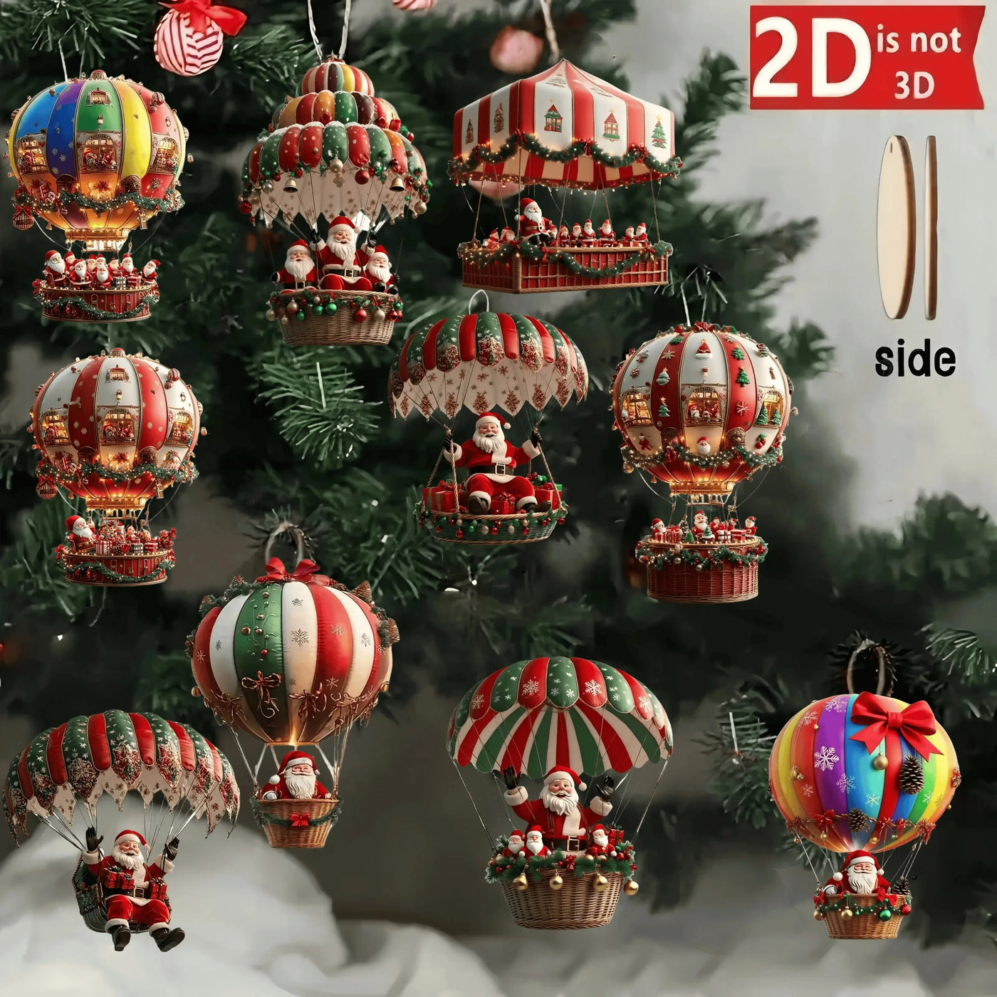 Santa Claus  Wooden Hot Air Balloon