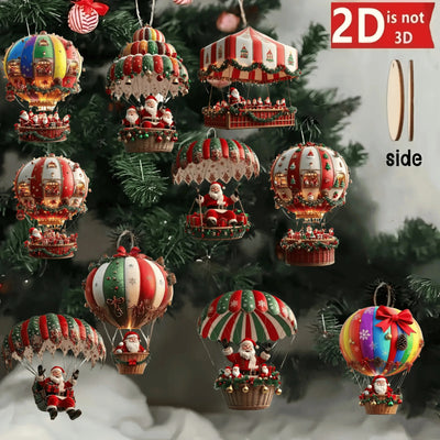 Santa Claus  Wooden Hot Air Balloon