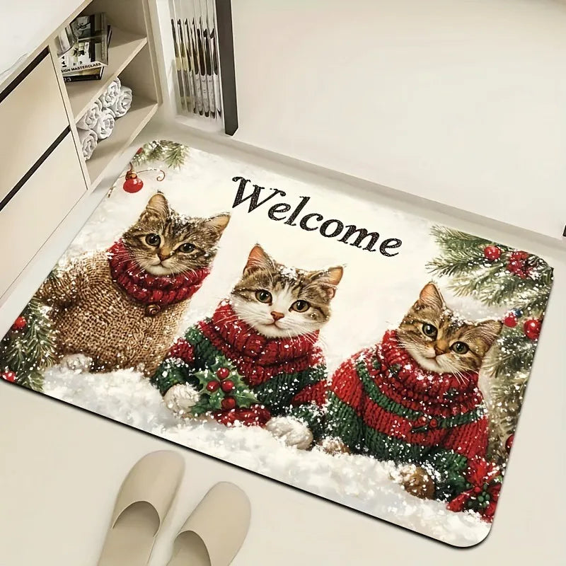 Christmas Crystal Velvet Floor Mat