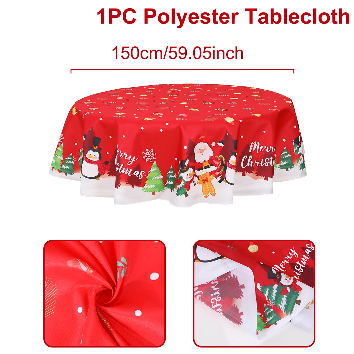 Elk Santa Claus Round Tablecloth