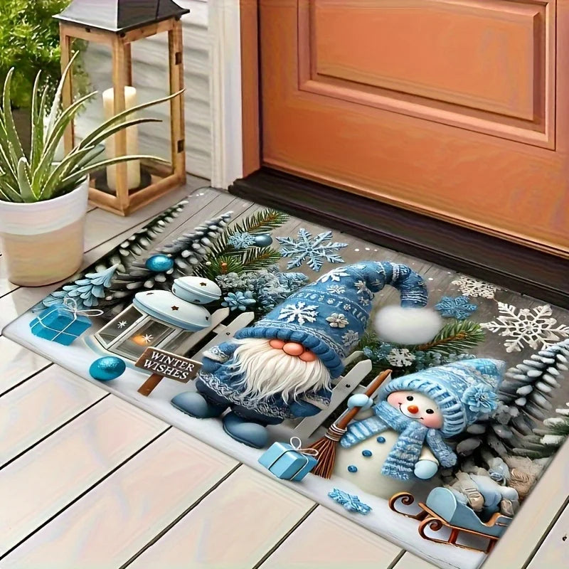 Christmas Blue Snowman Doormat
