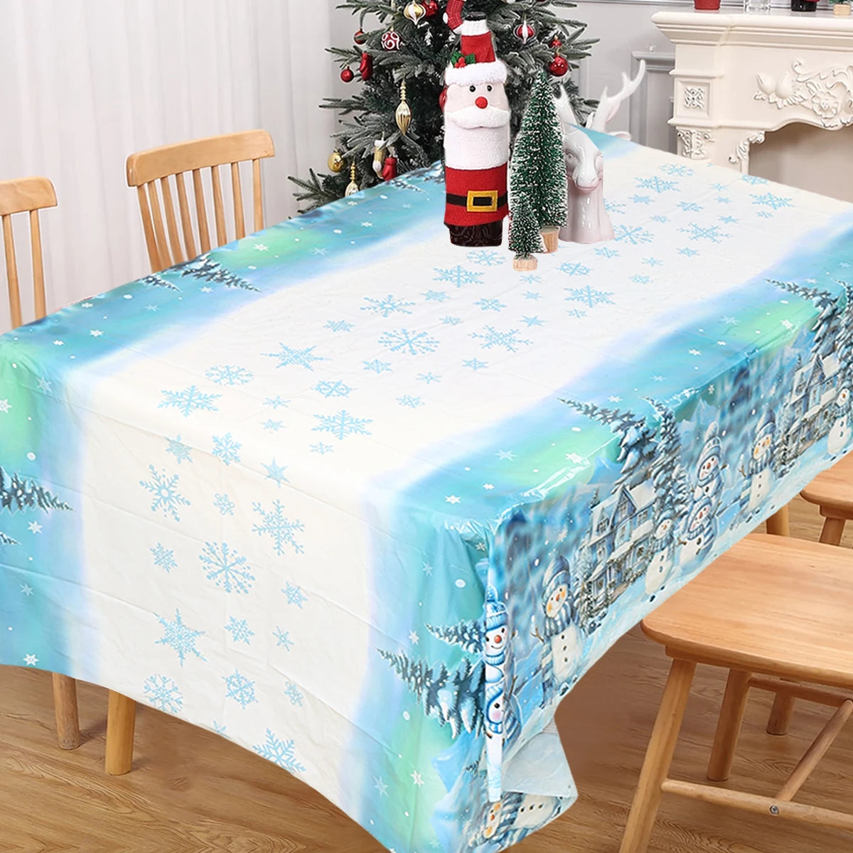 Christmas Blue Snowman Tablecloth