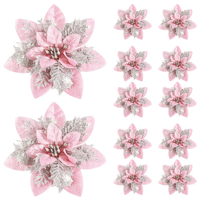 Glitter Pink Artificial Flower Ornaments