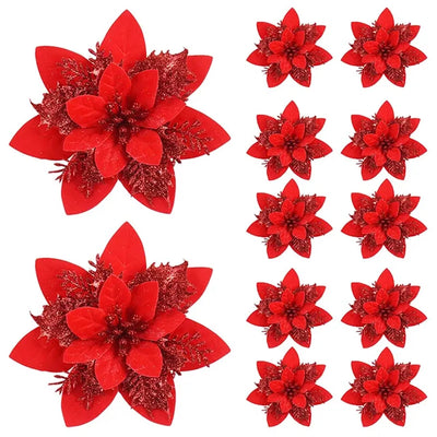 Glitter Artificial Flowers for Christmas Tree