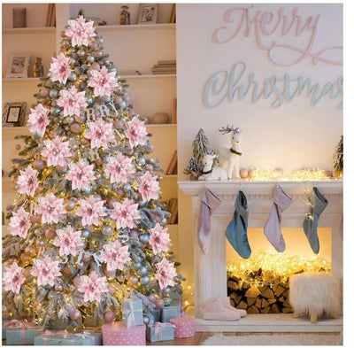 Glitter Christmas Flowers Xmas Tree