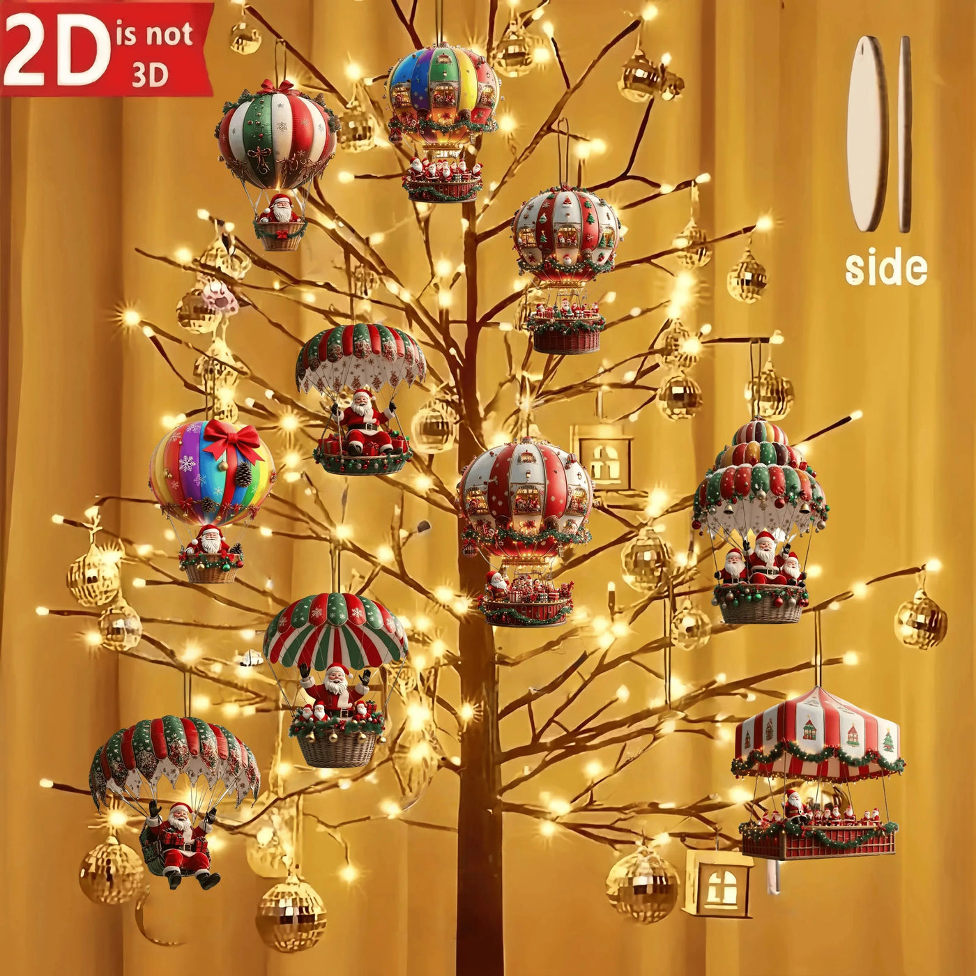 Santa Claus  Wooden Hot Air Balloon