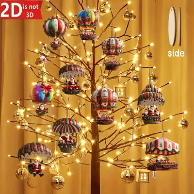 Santa Claus  Wooden Hot Air Balloon