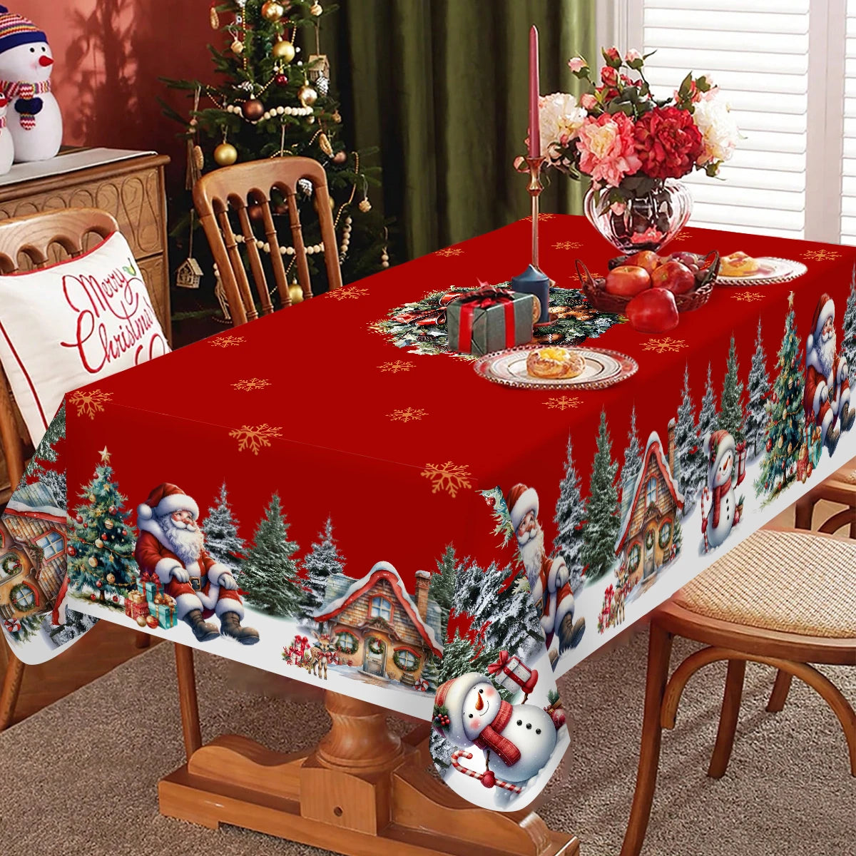 Santa Snowman Table Cover