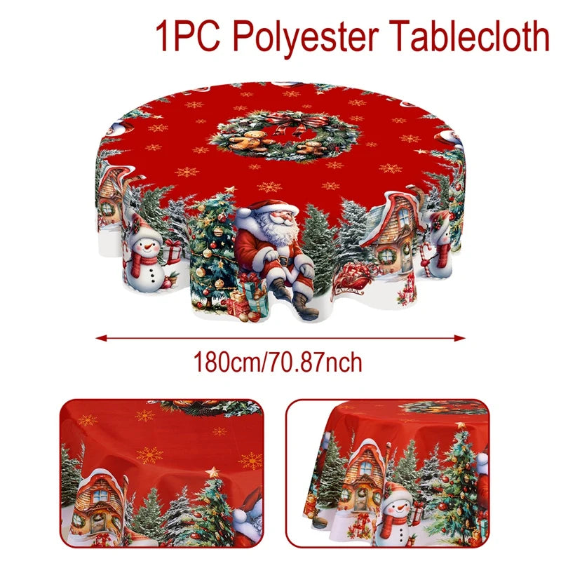 Santa Snowman Table Cover