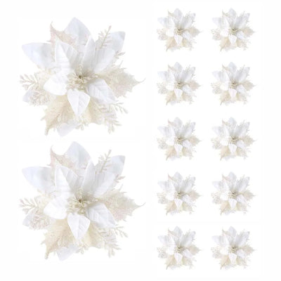 Glitter Artificial Flowers for Christmas Tree