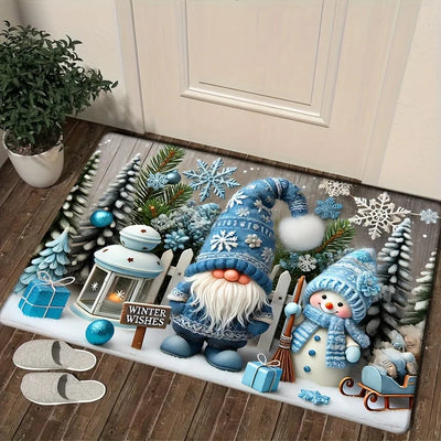 Christmas Blue Snowman Doormat