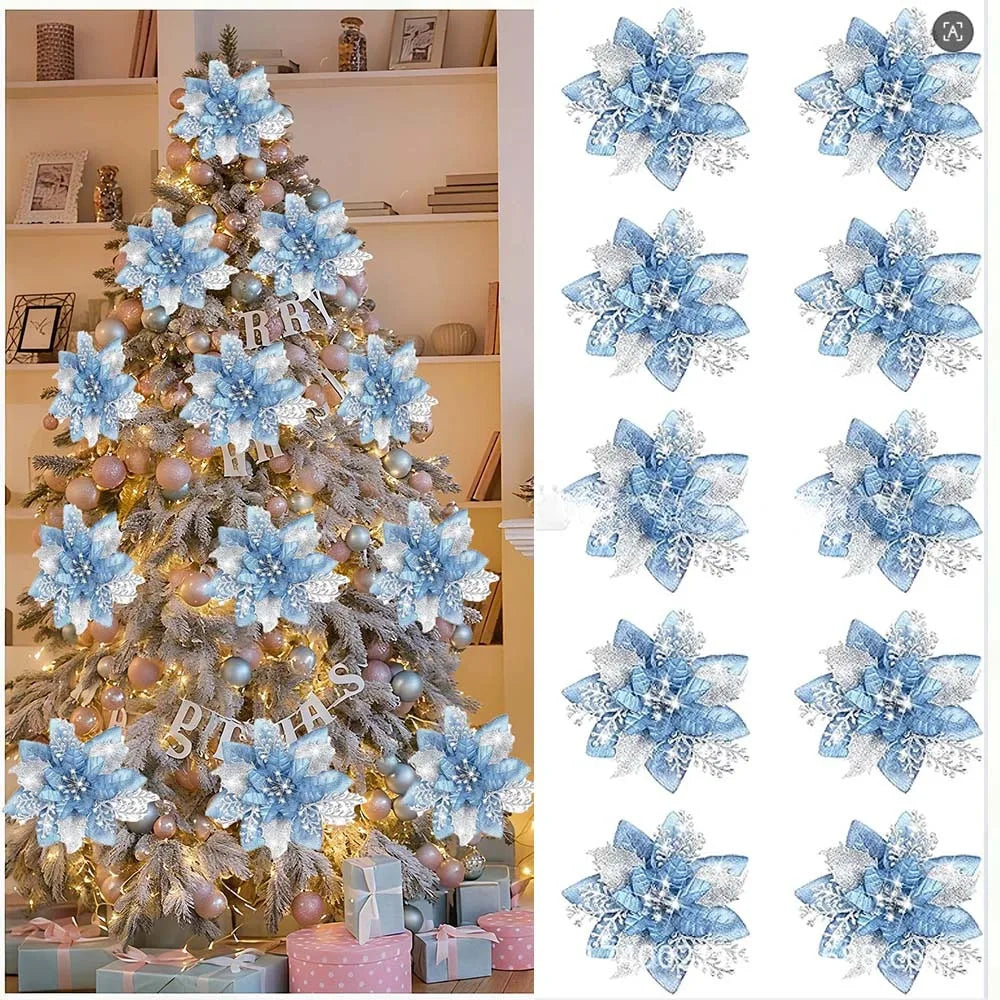 Glitter Christmas Flowers Xmas Tree