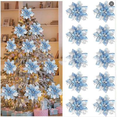 Glitter Christmas Flowers Xmas Tree