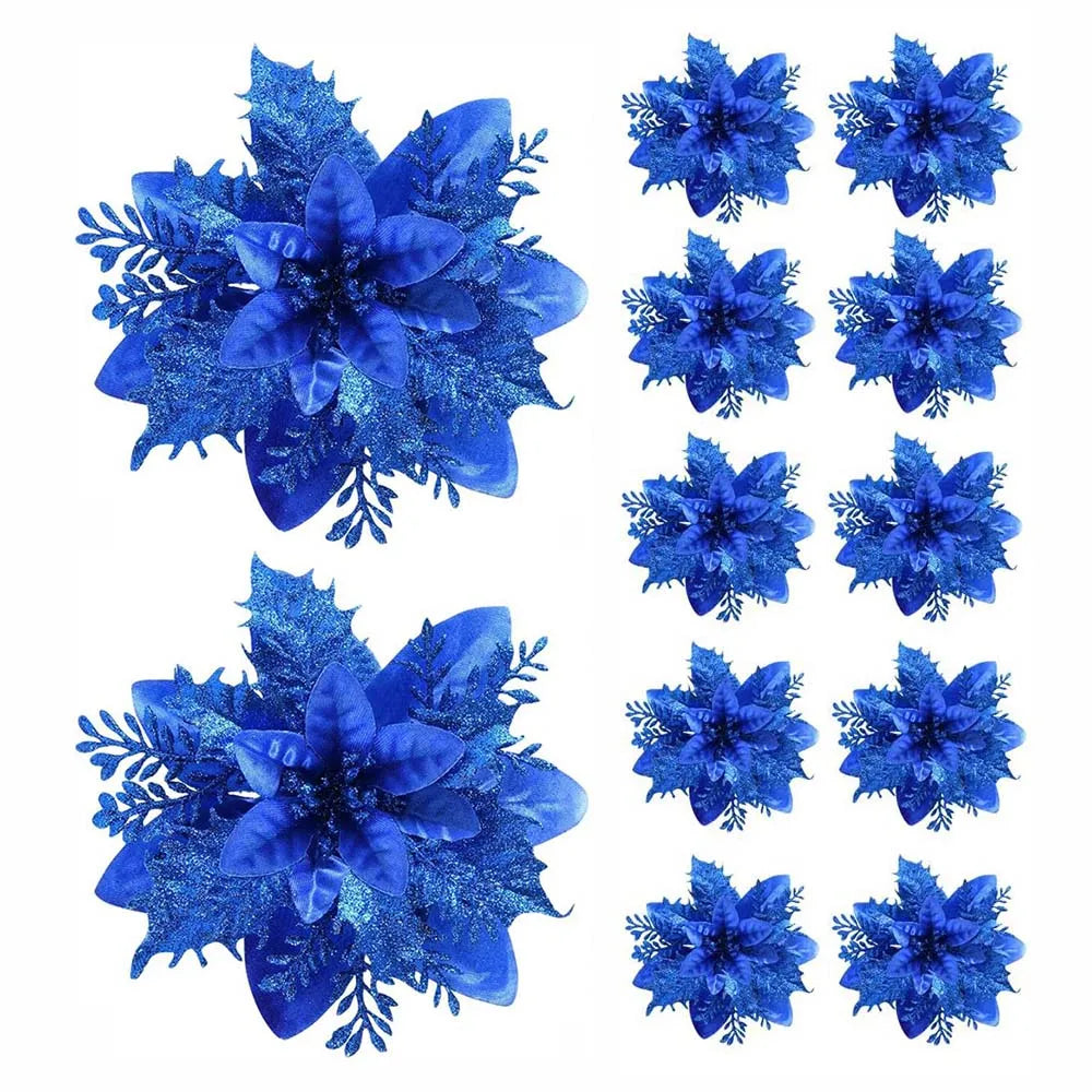 Glitter Artificial Flowers for Christmas Tree