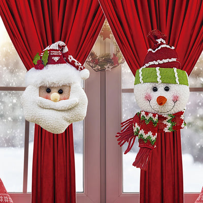 Festive Santa Snowman Curtain Clips
