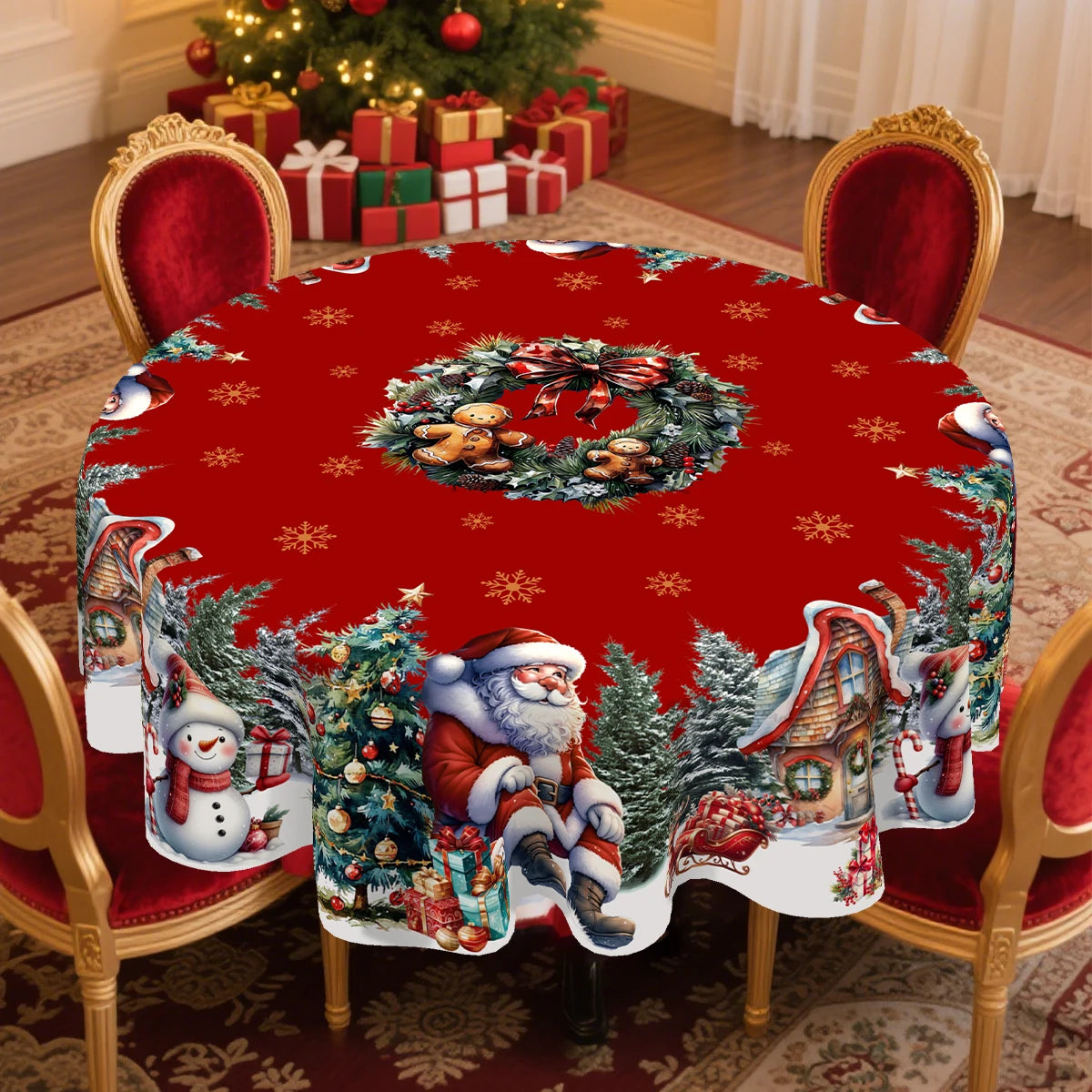 Santa Snowman Table Cover