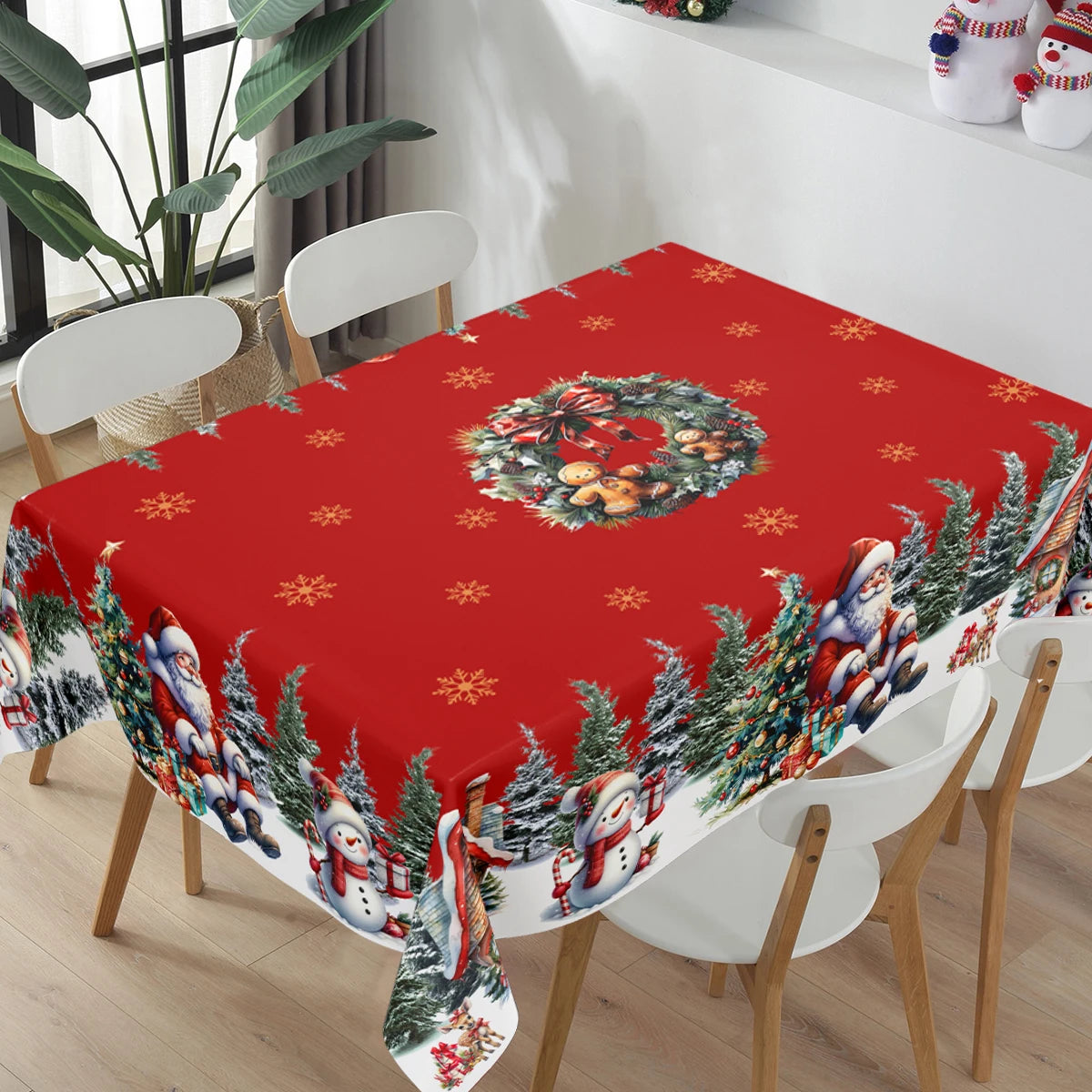 Santa Snowman Table Cover