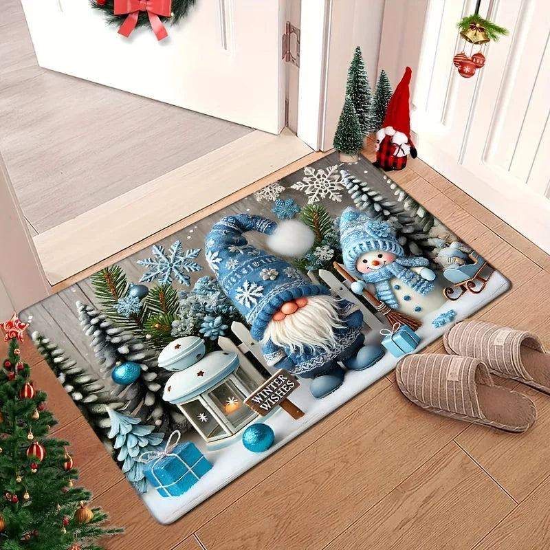 Christmas Blue Snowman Doormat