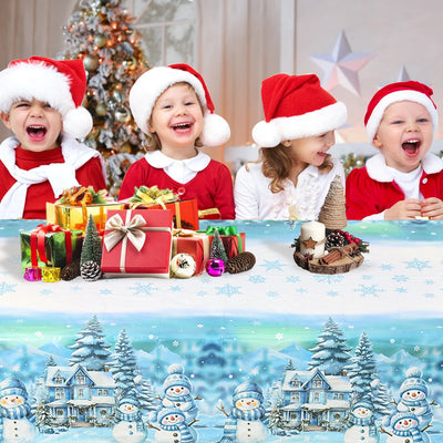 Christmas Blue Snowman Tablecloth