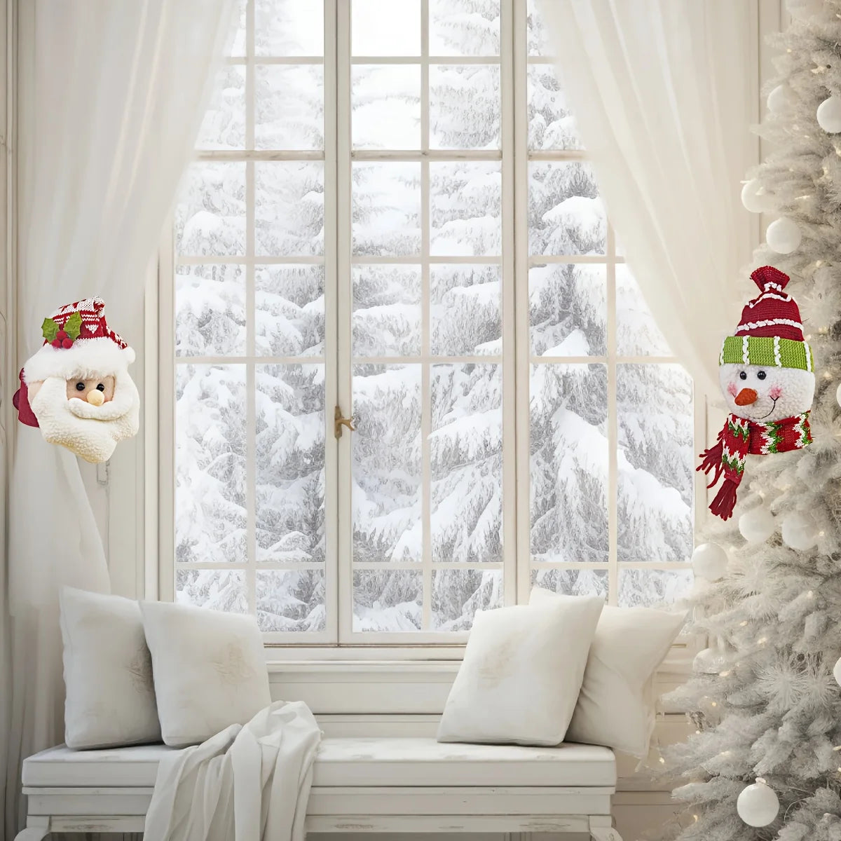 Festive Santa Snowman Curtain Clips
