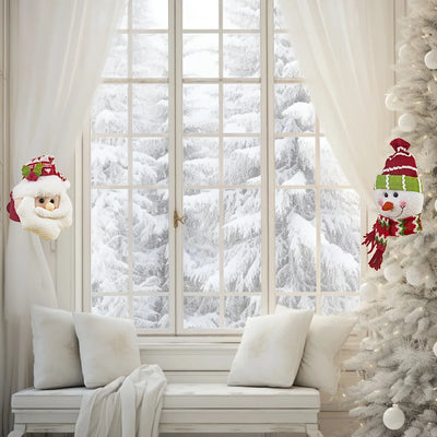 Festive Santa Snowman Curtain Clips