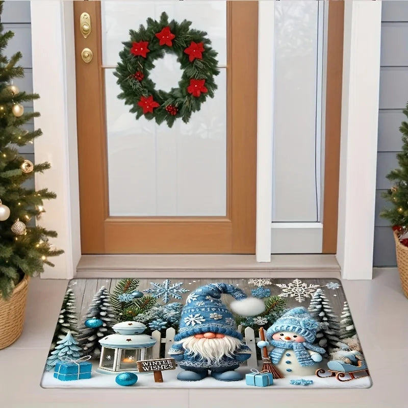 Christmas Blue Snowman Doormat