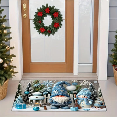 Christmas Blue Snowman Doormat