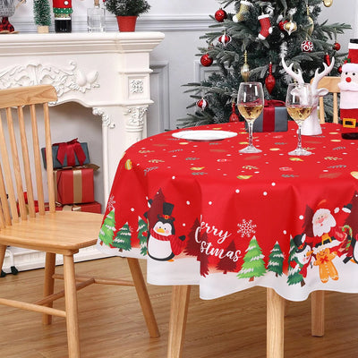 Elk Santa Claus Round Tablecloth