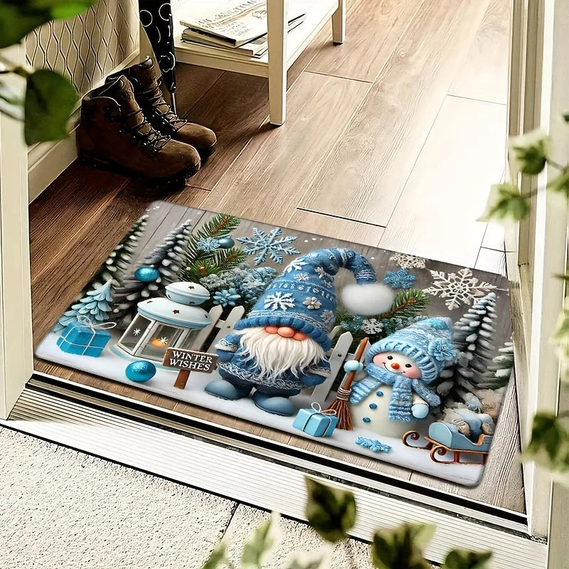 Christmas Blue Snowman Doormat