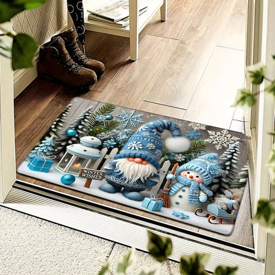 Christmas Blue Snowman Doormat