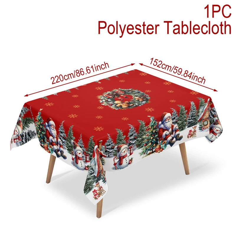 Santa Snowman Table Cover